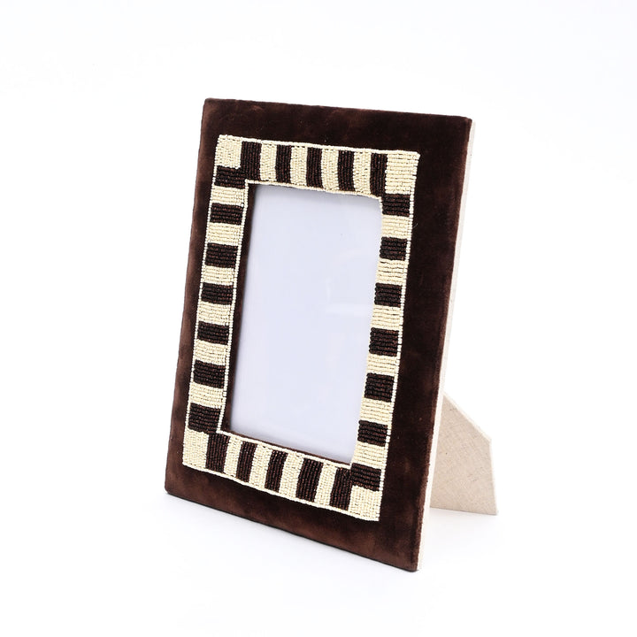 Classic Mocha Striped Photo Frame 5×7 Inch – Brown & Beige