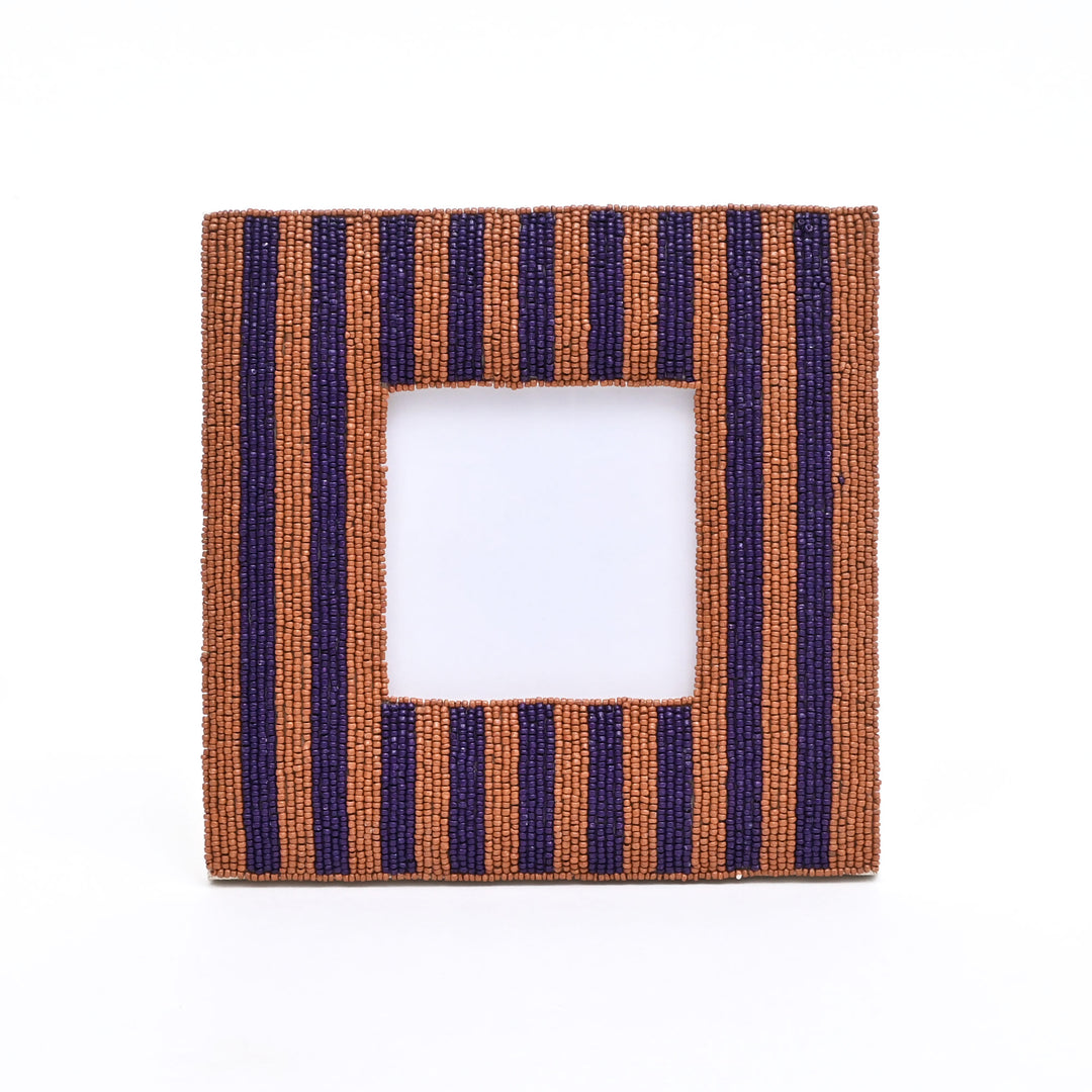 Royal Plum & Cocoa Beaded 4x4 Photo Frame