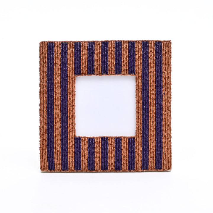 Royal Plum & Cocoa Beaded 4x4 Photo Frame