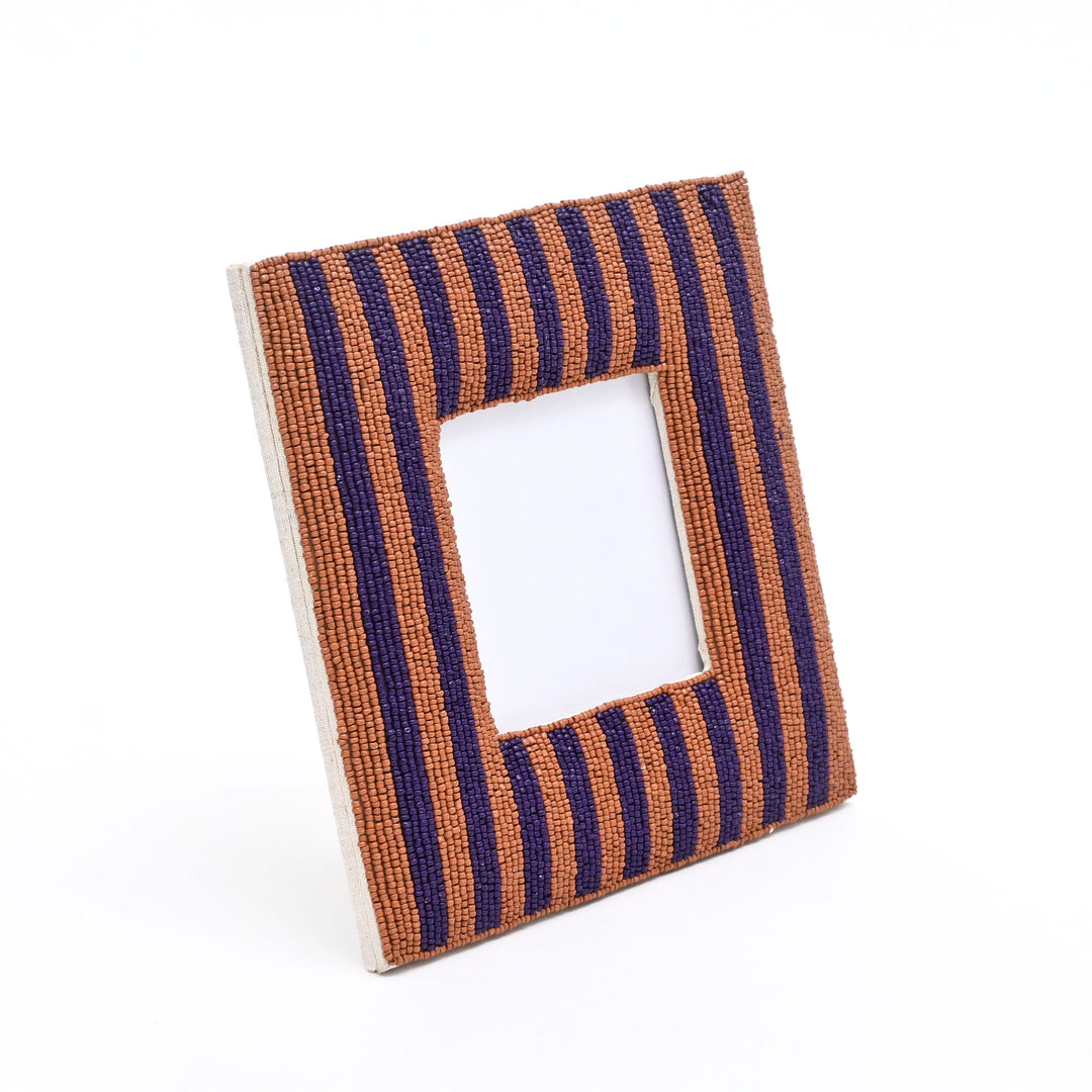 Royal Plum & Cocoa Beaded 4x4 Photo Frame