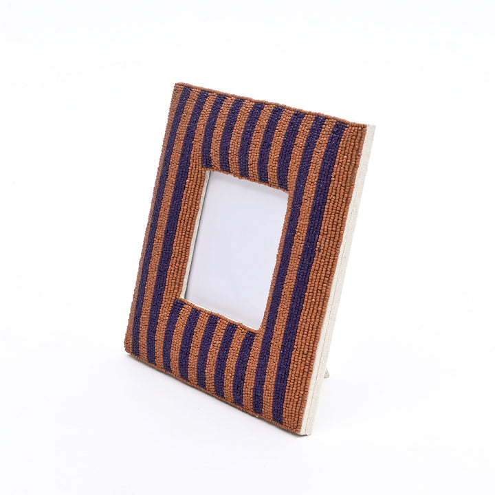 Royal Plum & Cocoa Beaded 4x4 Photo Frame