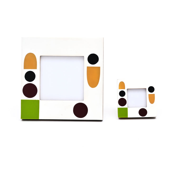 Abstract Accent Geometric Multi-Colored 2x2 Resin Mini Photo Frame