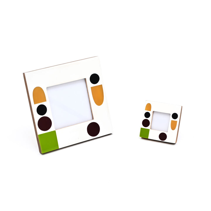 Abstract Accent Geometric Multi-Colored 4x4 Resin Photo Frame