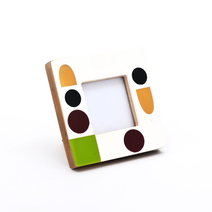 Abstract Accent Geometric Multi-Colored 2x2 Resin Mini Photo Frame