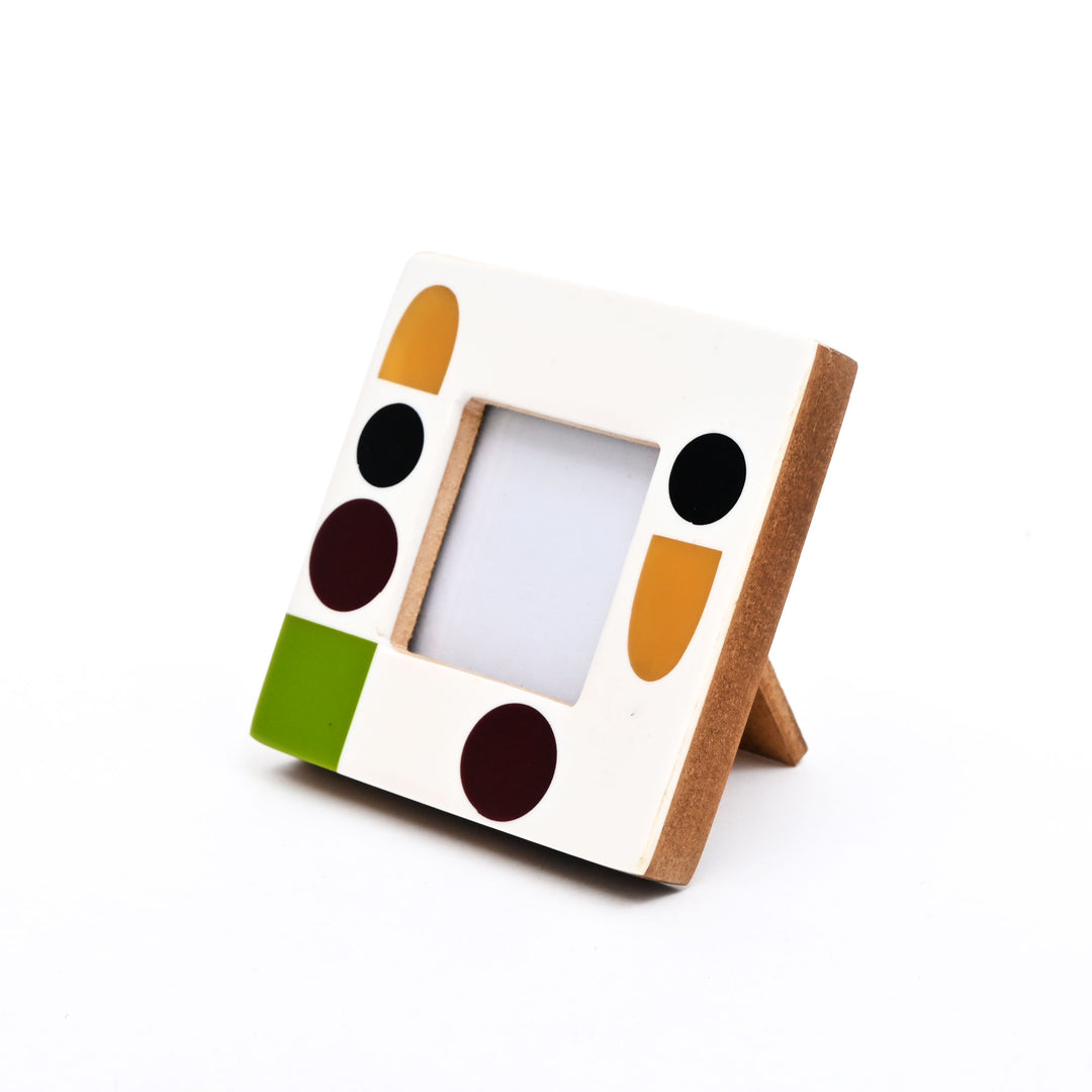 Abstract Accent Geometric Multi-Colored 2x2 Resin Mini Photo Frame
