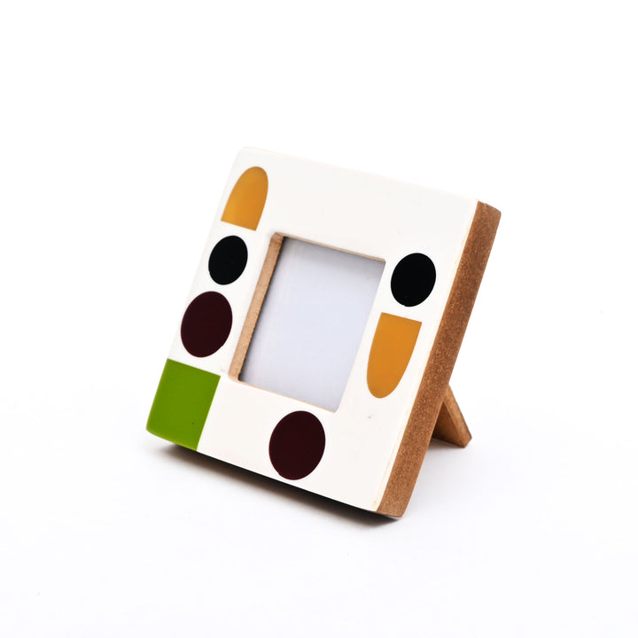 Abstract Accent Geometric Multi-Colored 2x2 Resin Mini Photo Frame