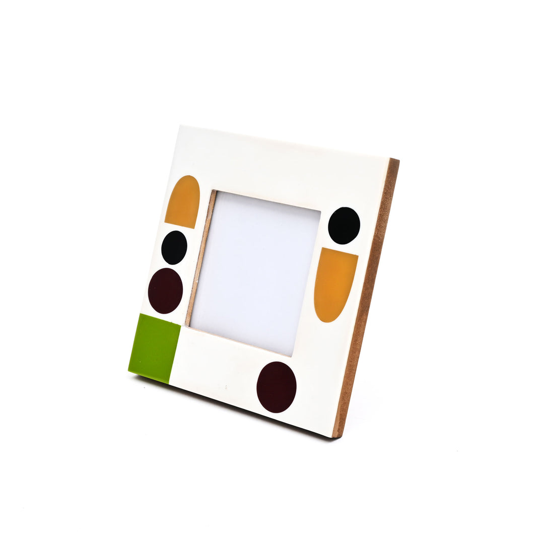 Abstract Accent Geometric Multi-Colored 4x4 Resin Photo Frame