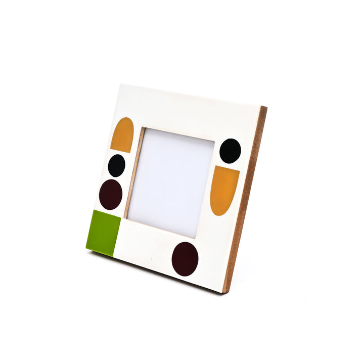 Abstract Accent Geometric Multi-Colored 4x4 Resin Photo Frame
