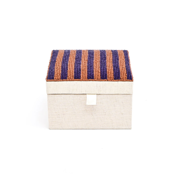 Classic Charm Multi-Colored Beaded 5×5×3 Keepsake Box