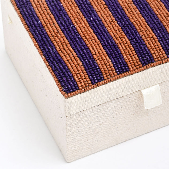 Classic Charm Multi-Colored Beaded 5×5×3 Keepsake Box