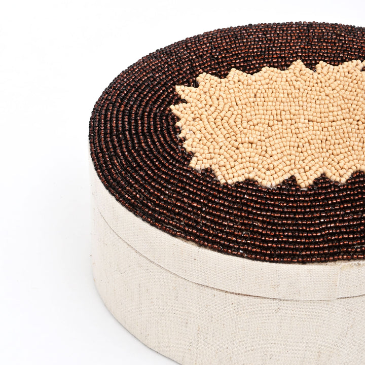 Vintage Regal Beaded Keepsake Box – Oval Storage 7×5 Inch