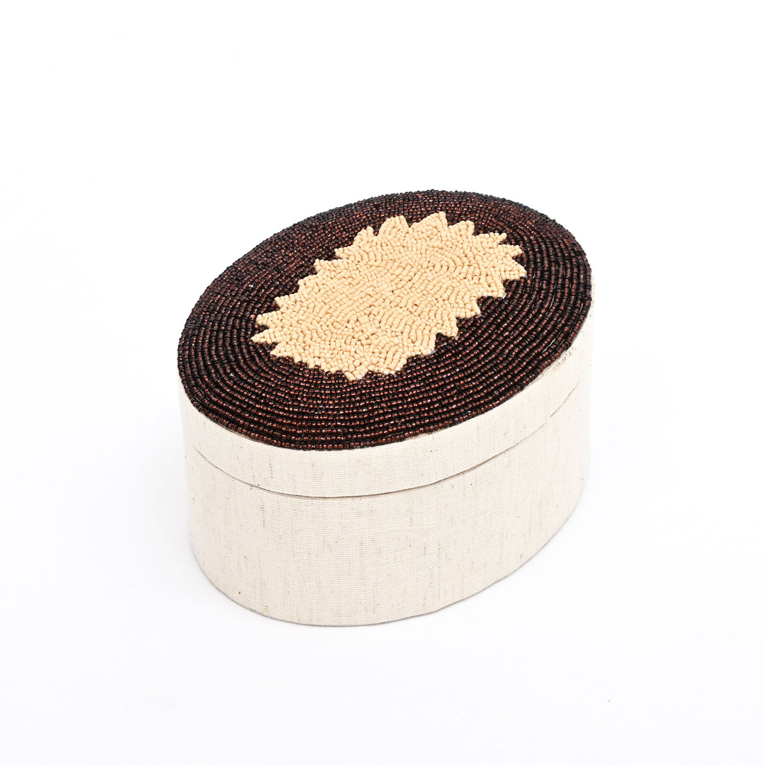 Vintage Regal Beaded Keepsake Box – Oval Storage 7×5 Inch