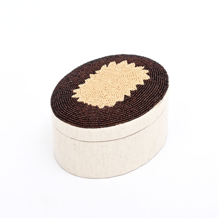 Vintage Regal Beaded Keepsake Box – Oval Storage 7×5 Inch