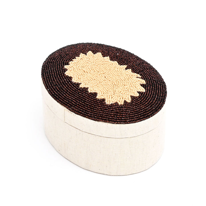 Vintage Regal Beaded Keepsake Box – Oval Storage 7×5 Inch