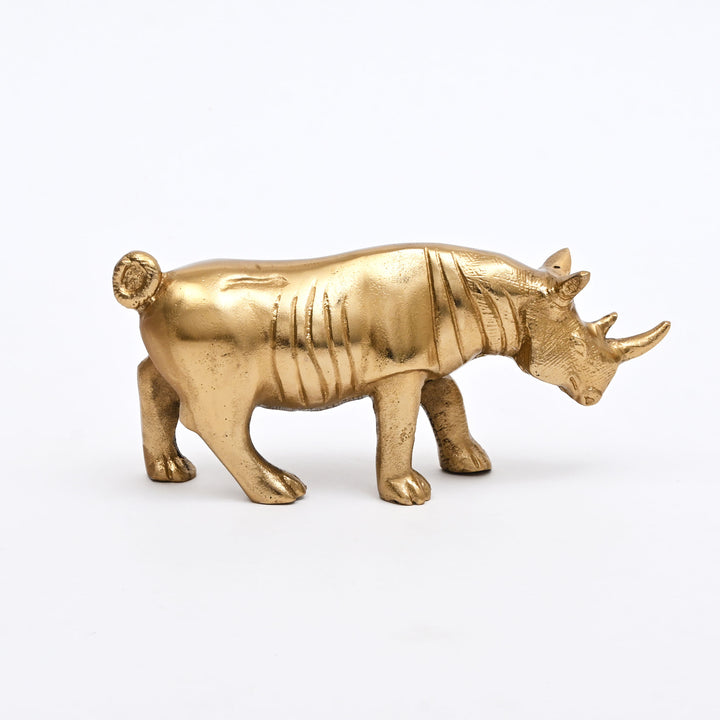Luxury  Rhinoceros Figurine |Handcrafted Aluminum Home Décor | Gold