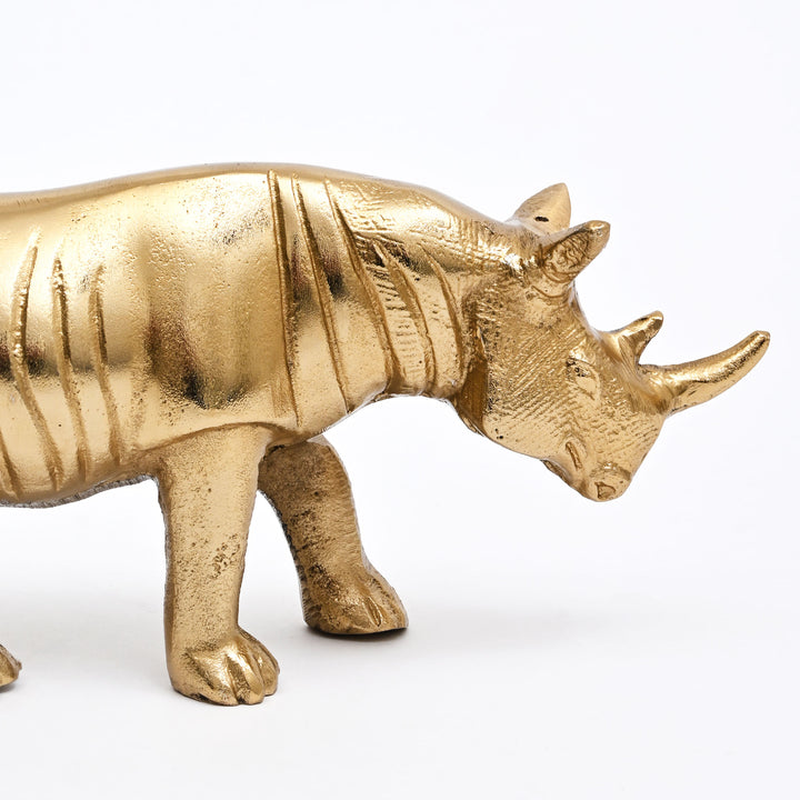 Luxury  Rhinoceros Figurine |Handcrafted Aluminum Home Décor | Gold
