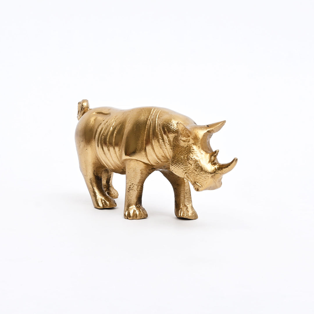 Luxury  Rhinoceros Figurine |Handcrafted Aluminum Home Décor | Gold