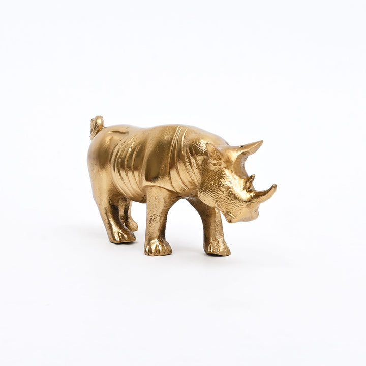Luxury  Rhinoceros Figurine |Handcrafted Aluminum Home Décor | Gold