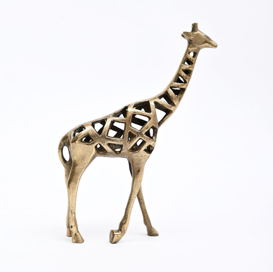 Modern Giraffe Sculpture | Handcrafted Aluminum Home Décor | Gold