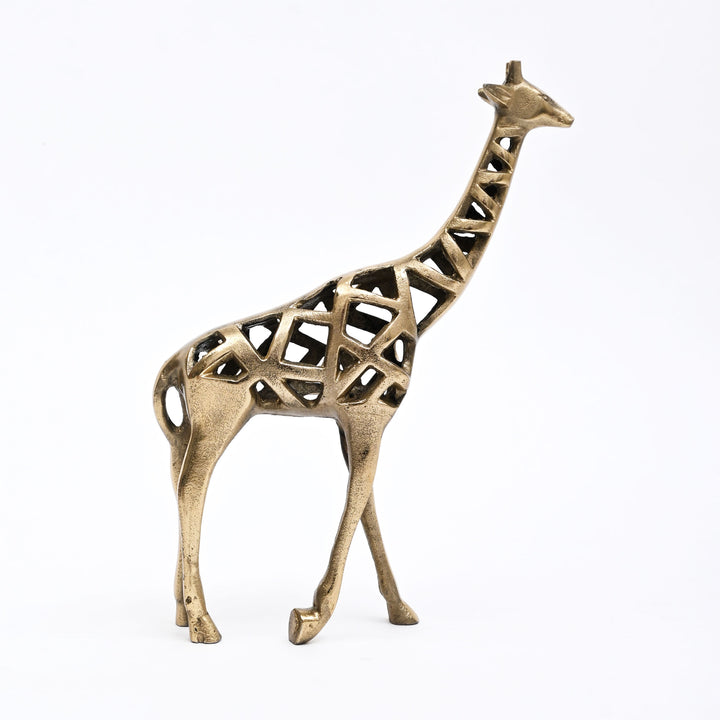 Modern Giraffe Sculpture | Handcrafted Aluminum Home Décor | Gold