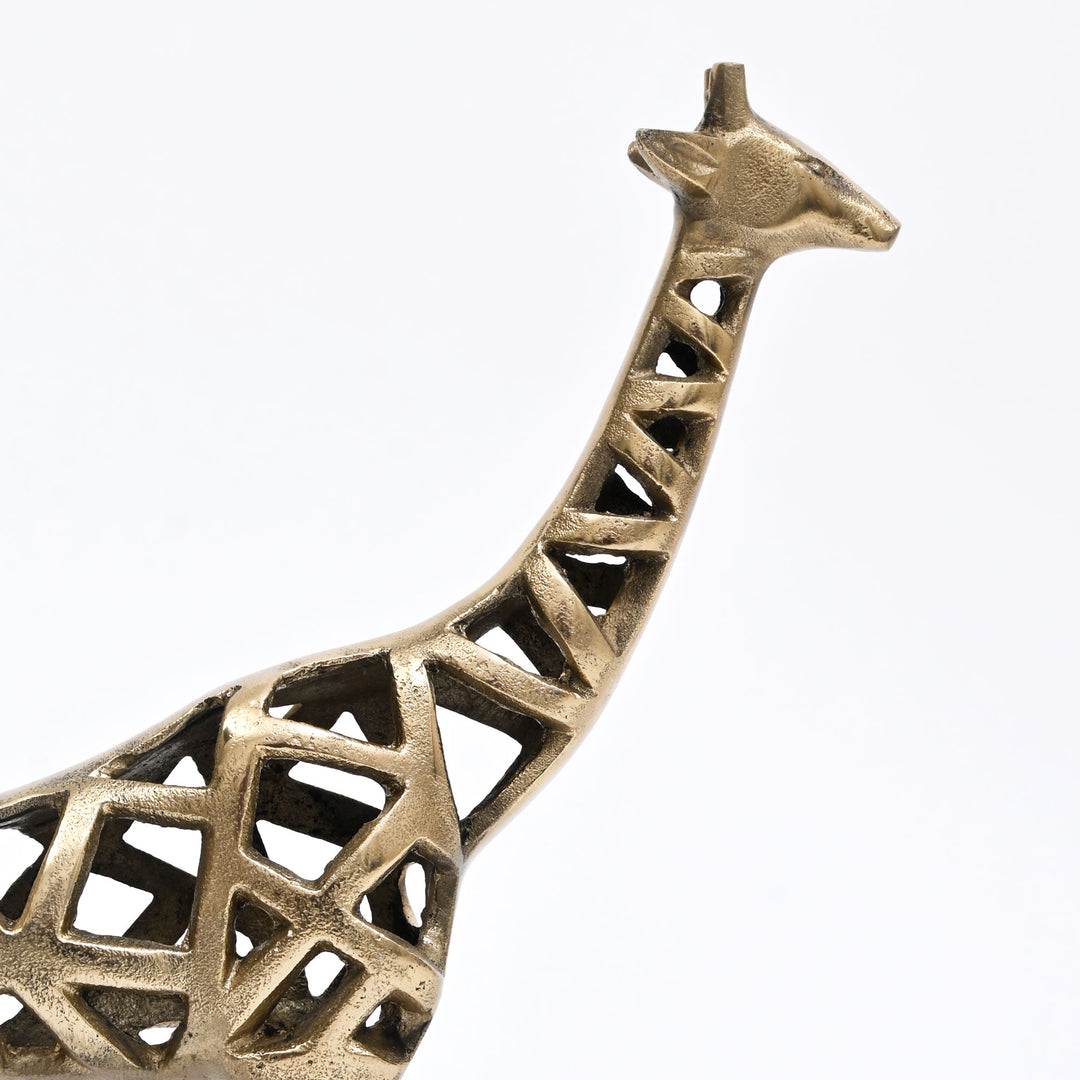 Modern Giraffe Sculpture | Handcrafted Aluminum Home Décor | Gold