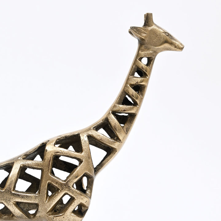 Modern Giraffe Sculpture | Handcrafted Aluminum Home Décor | Gold