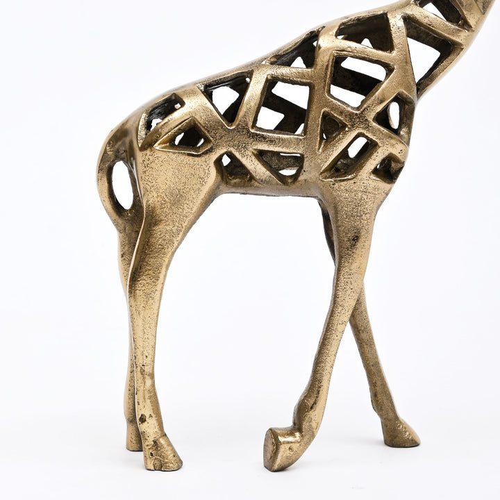 Modern Giraffe Sculpture | Handcrafted Aluminum Home Décor | Gold