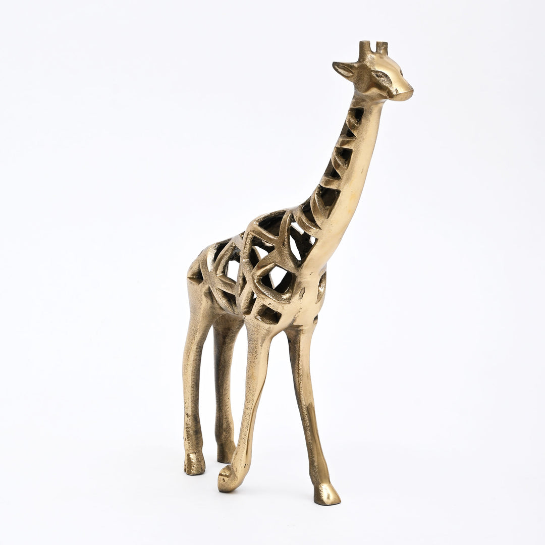 Modern Giraffe Sculpture | Handcrafted Aluminum Home Décor | Gold