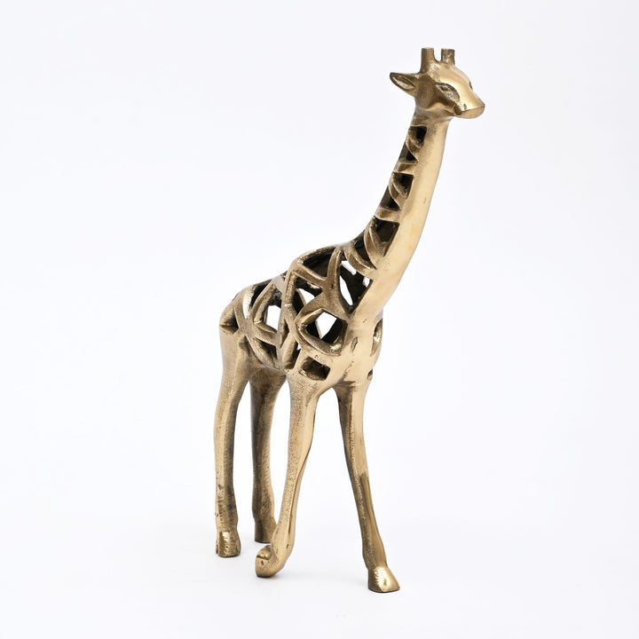 Modern Giraffe Sculpture | Handcrafted Aluminum Home Décor | Gold