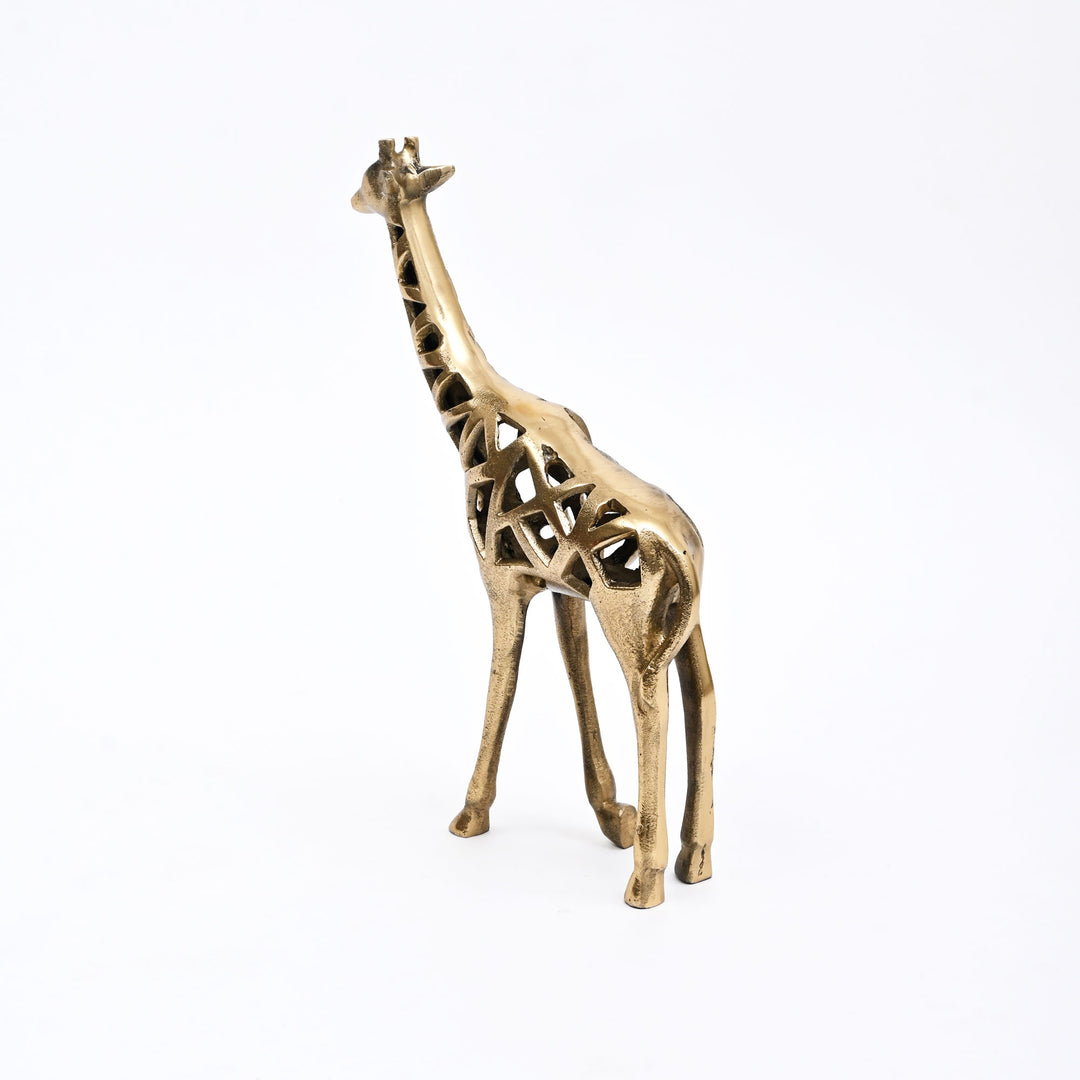 Modern Giraffe Sculpture | Handcrafted Aluminum Home Décor | Gold