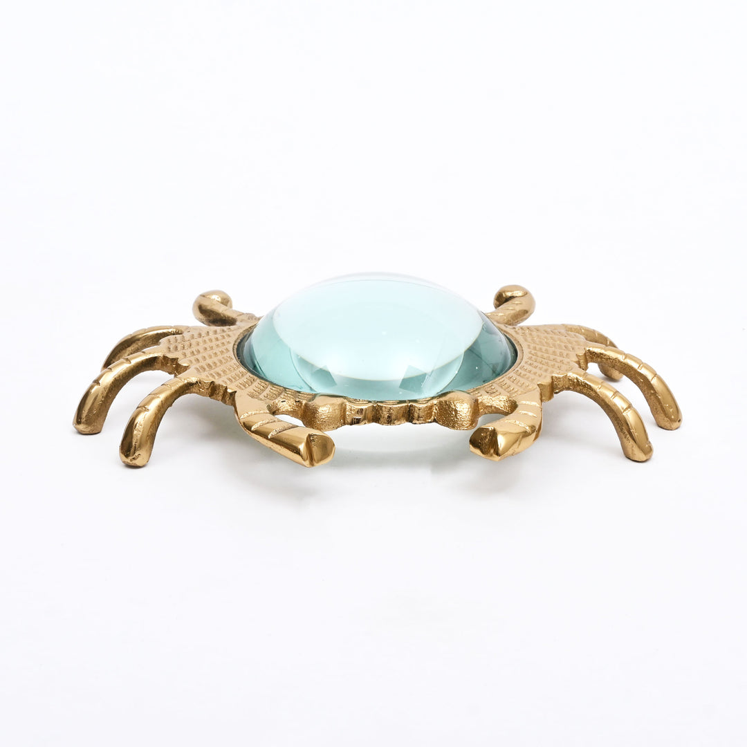 Crab Chart Magnifying Glass Gold Finish Aluminum Desk Décor