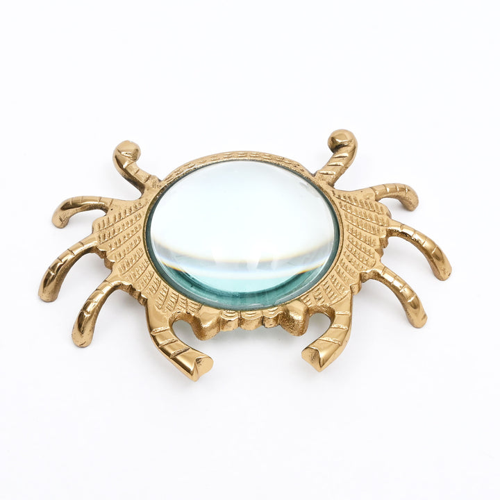 Crab Chart Magnifying Glass Gold Finish Aluminum Desk Décor
