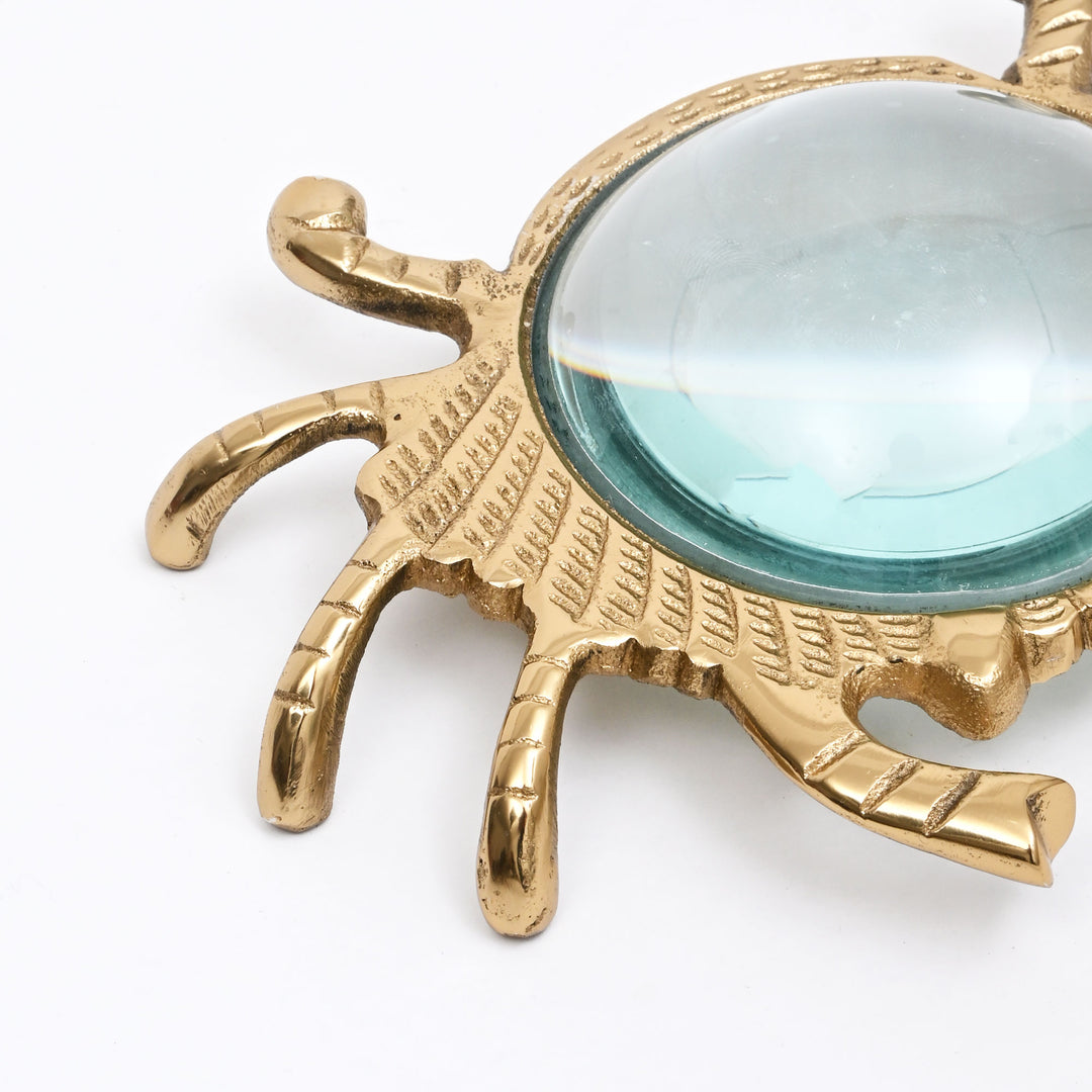 Crab Chart Magnifying Glass Gold Finish Aluminum Desk Décor