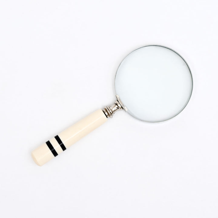 Elegant Cream & Black Resin Handle Magnifying Glass | Black