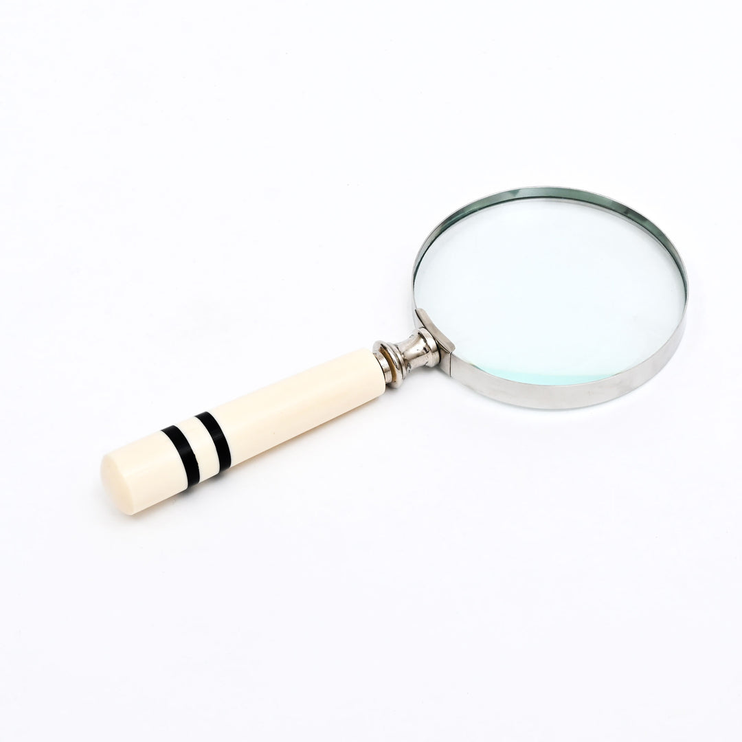 Elegant Cream & Black Resin Handle Magnifying Glass | Black