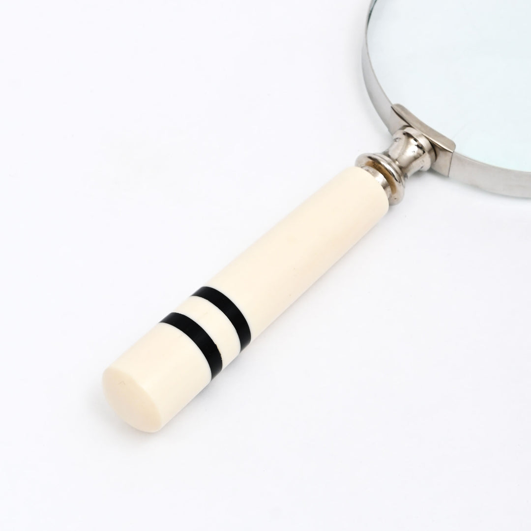 Elegant Cream & Black Resin Handle Magnifying Glass | Black