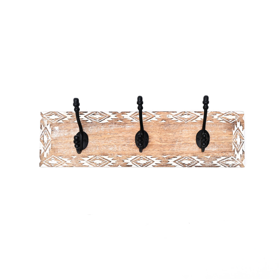 White Wash Wooden Wall Hook – 46 cm