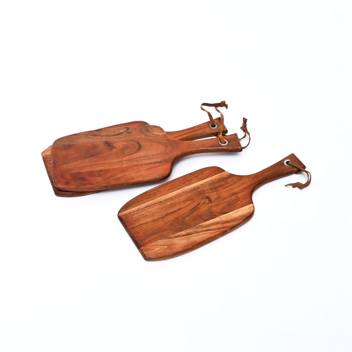 Wooden Paddle Cutting Board Set of 3 Kitchen Serving Boards