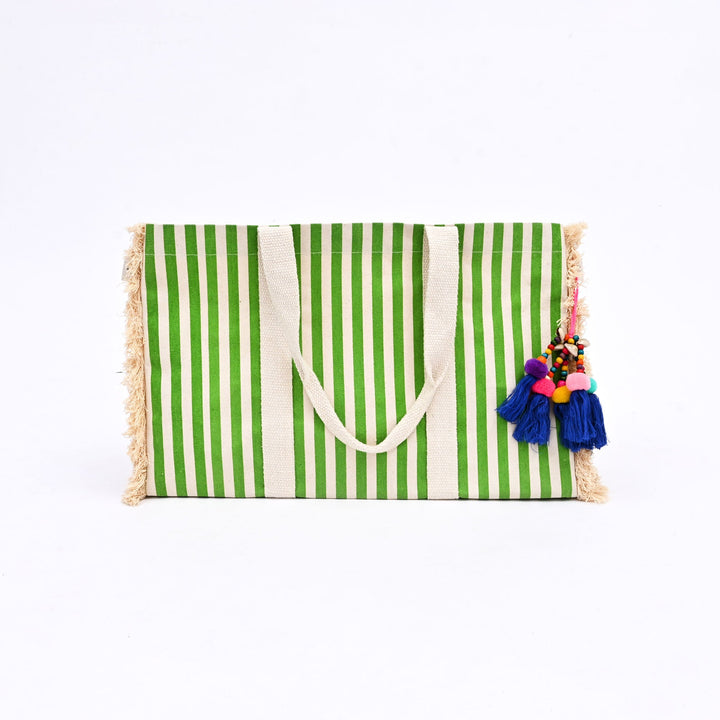 Ocean Mist Fringes Fiesta Beach Tote – Cotton Boho Bag