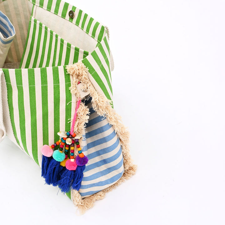 Ocean Mist Fringes Fiesta Beach Tote – Cotton Boho Bag