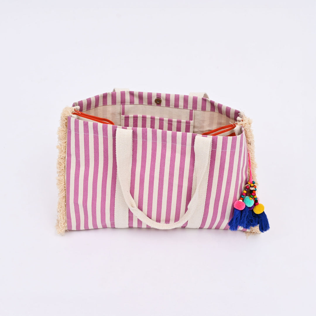 Lilac Fringes Fiesta Beach Tote – Boho-Chic Carryall