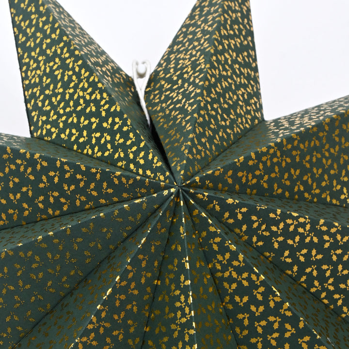 9-Point Green & Gold Paper Star Christmas Hanging Décor – 60 cm