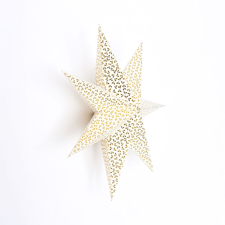 7-Point White & Gold Paper Star Christmas Hanging Décor – 46 cm