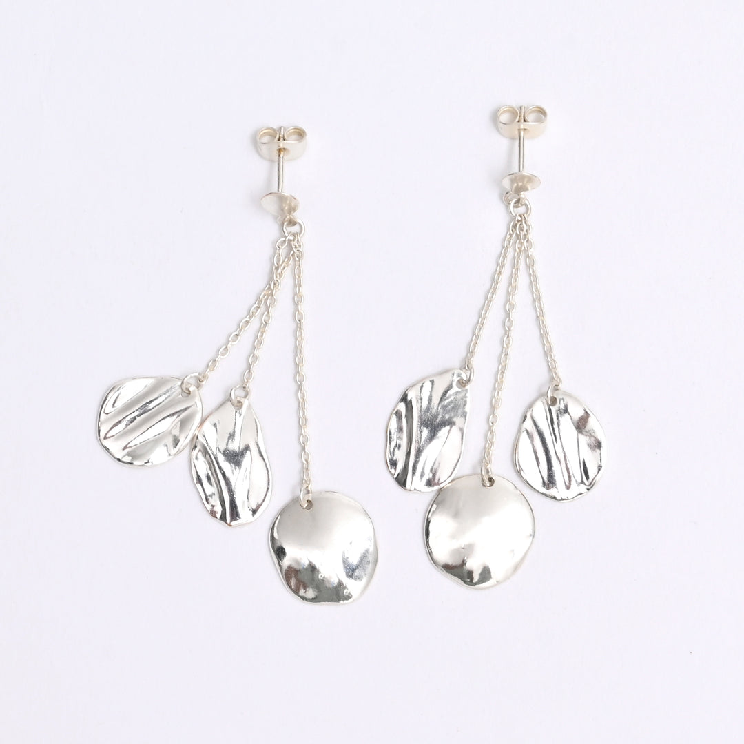 Triple-Stone Earrings – Elegant Finish