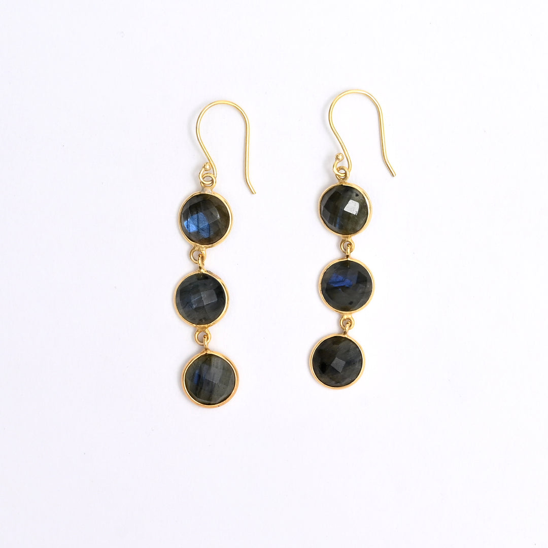 Labradorite Dangle Earrings – Trio Gemstone