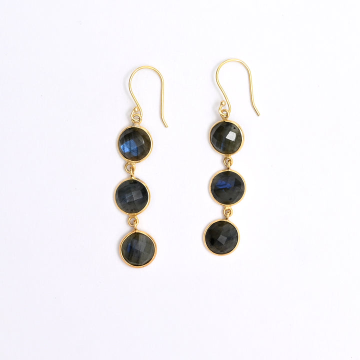 Labradorite Dangle Earrings – Trio Gemstone