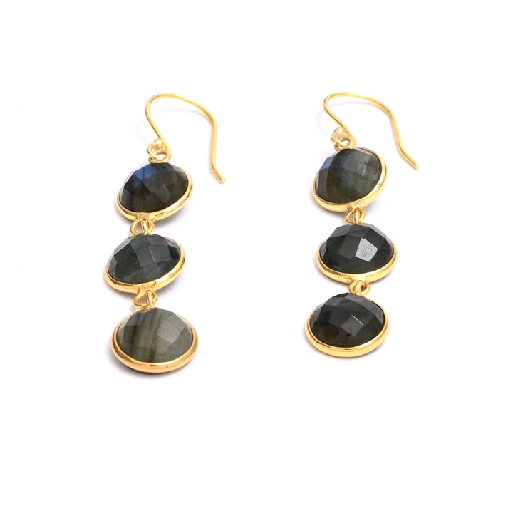 Labradorite Dangle Earrings – Trio Gemstone