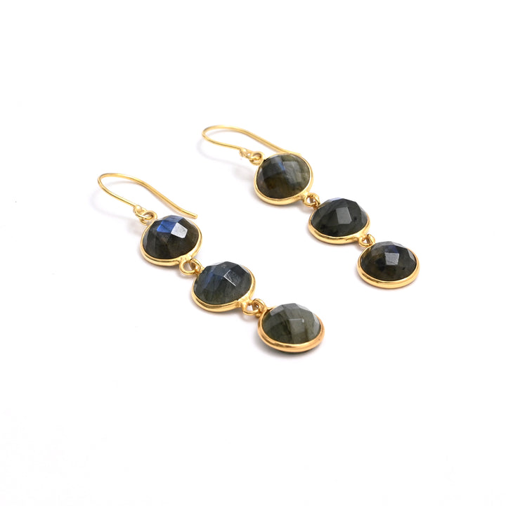 Labradorite Dangle Earrings – Trio Gemstone