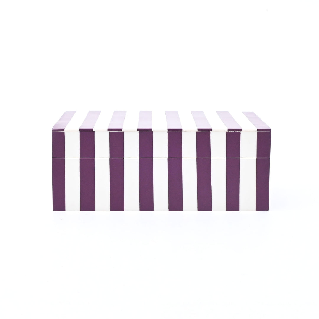 Purple Striped Resin Storage Box Glossy MDF Decorative Case