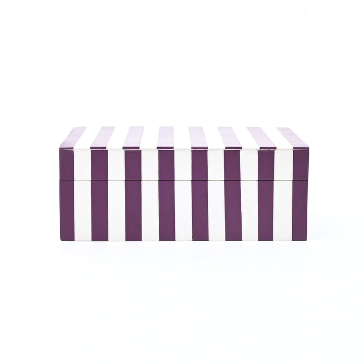 Purple Striped Resin Storage Box Glossy MDF Decorative Case